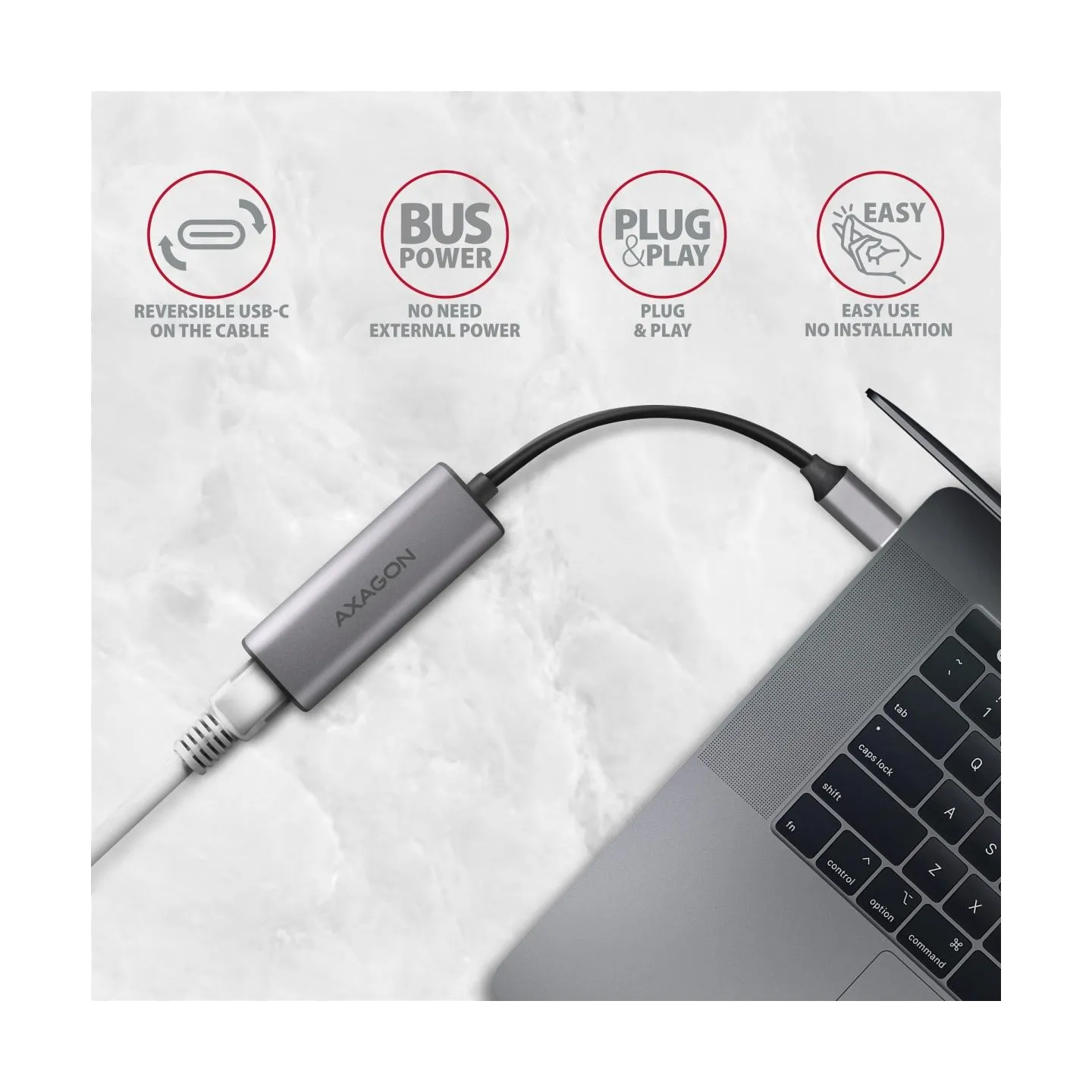 Axagon ADE-25RC SUPERSPEED USB-C 2.5 GIGABIT ETHERNETCompact aluminum USB-C 3.2 Gen 1 2.5 Gigabit Ethernet 10/100/1000/2500 Mbit