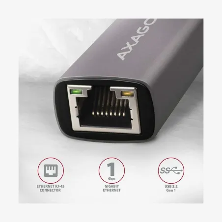 Axagon ADE-TR Type-A USB3.2 Gen 1 - Gigabit Ethernet 10/100/1000 Adapter, metal, titan grey