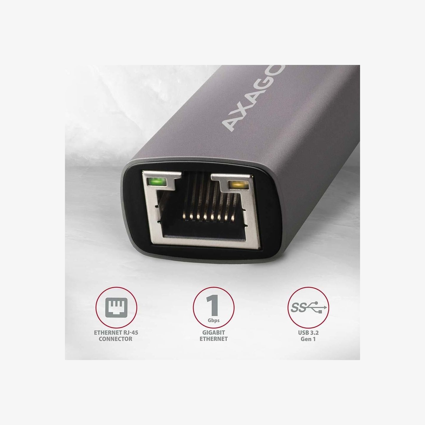 Axagon ADE-TR Type-A USB3.2 Gen 1 - Gigabit Ethernet 10/100/1000 Adapter, metal, titan grey