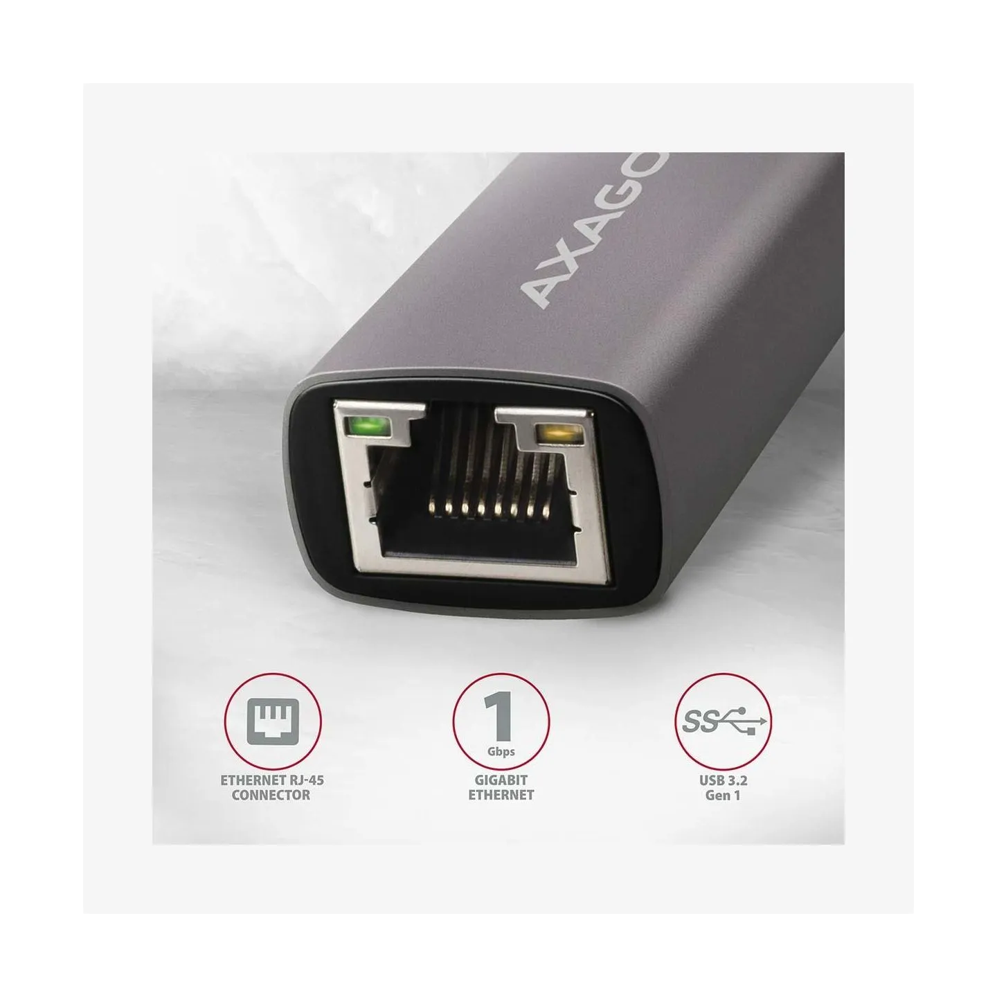Axagon ADE-TR Type-A USB3.2 Gen 1 - Gigabit Ethernet 10/100/1000 Adapter, metal, titan grey