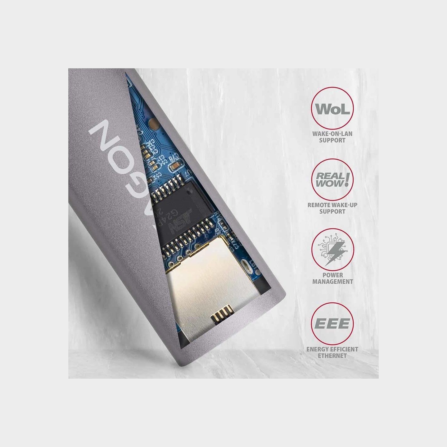 Axagon ADE-TR Type-A USB3.2 Gen 1 - Gigabit Ethernet 10/100/1000 Adapter, metal, titan grey