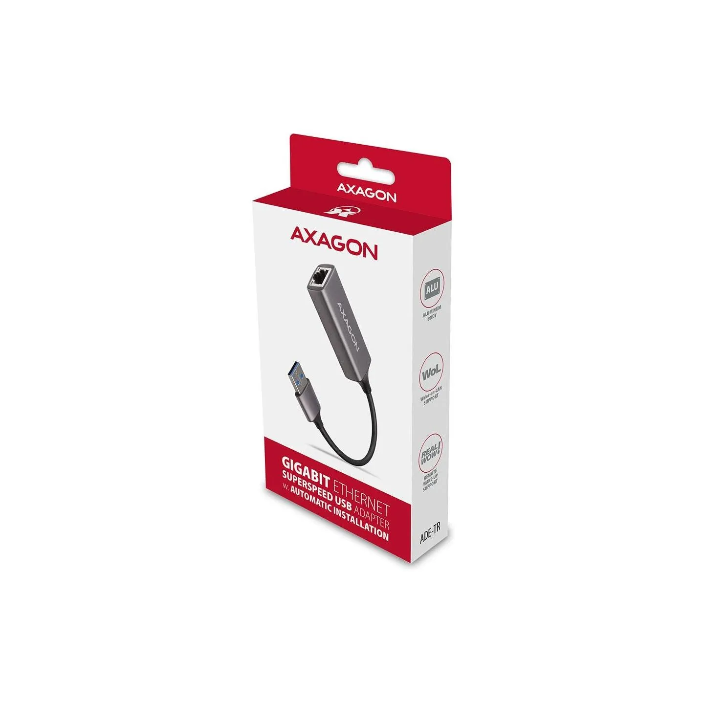 Axagon ADE-TR Type-A USB3.2 Gen 1 - Gigabit Ethernet 10/100/1000 Adapter, metal, titan grey
