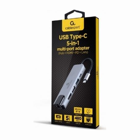 Gembird I/O ADAPTER USB-C TO HDMI/USB3/5IN1 A-CM-COMBO5-04 GEMBIRD