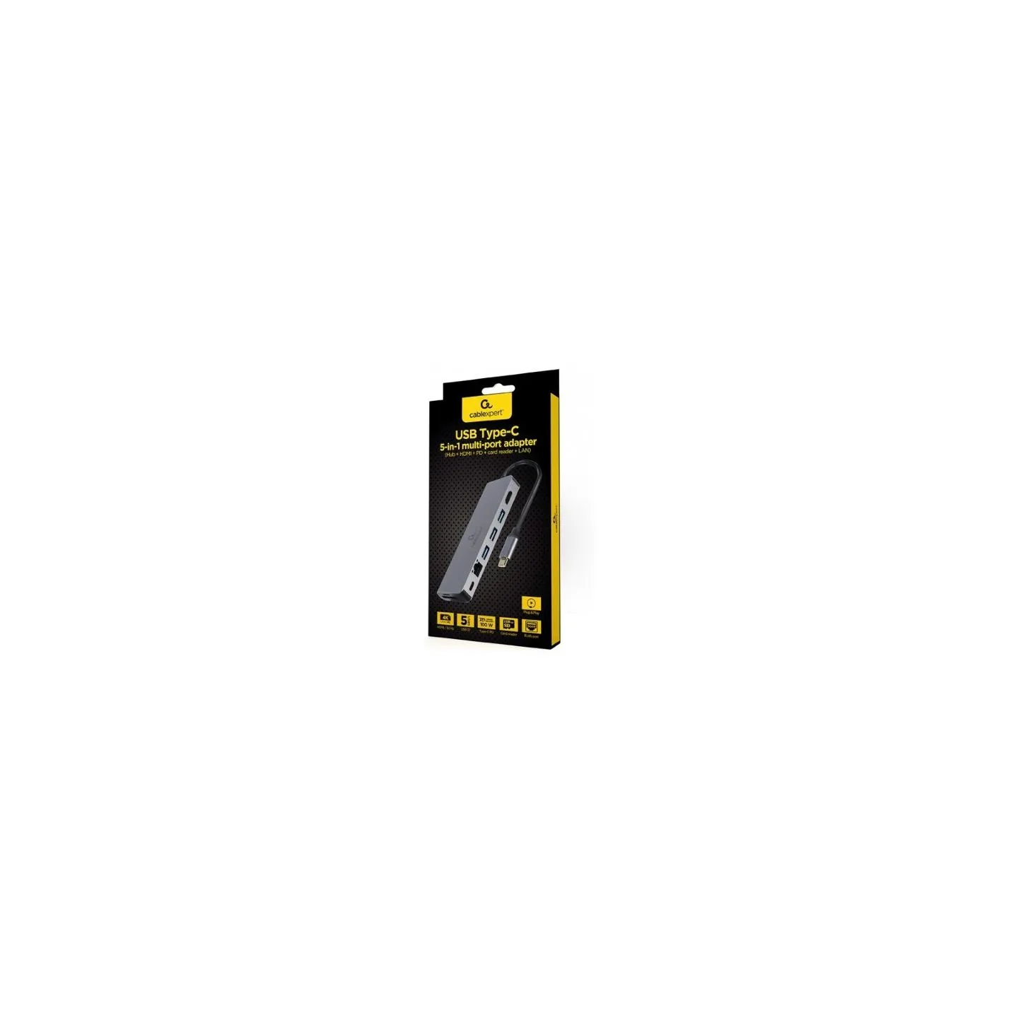 Gembird USB-C Hub for HDMI 1xUSB-C GbE 2xUSB-A Card PD