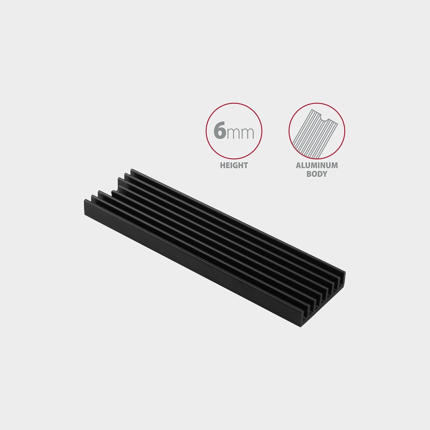 Axagon CLR-M2L6 passive - M.2 SSD, 80mm SSD, ALU body, silicone thermal pads, height 6mm