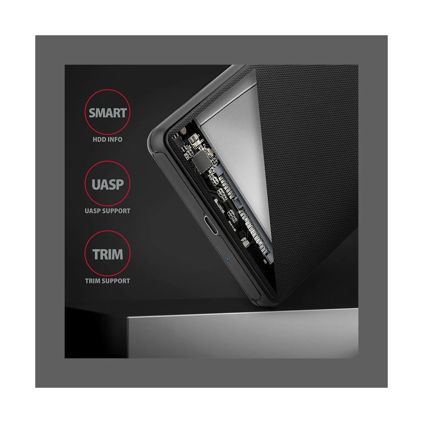 Axagon EE25-SLC USB-C 3.2 Gen1 - SATA 6G 2.5" SLIDE box BLACK