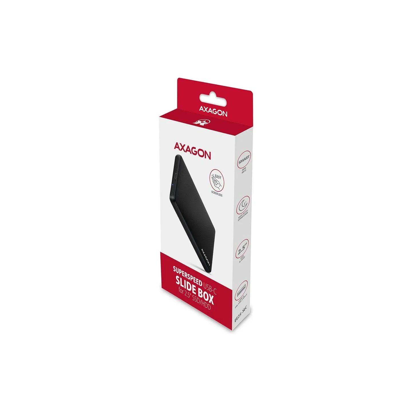 Axagon EE25-SLC USB-C 3.2 Gen1 - SATA 6G 2.5" SLIDE box BLACK