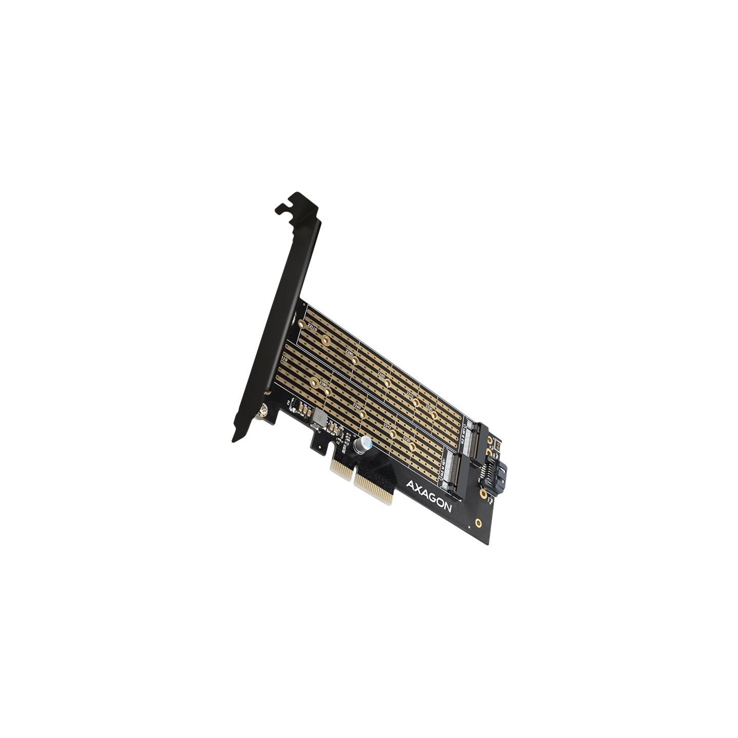 Axagon PCEM2-D PCI-E 3.0 4x - DUAL M.2 SSD (NVMe + SATA), dual voltage, up to 110mm SSD