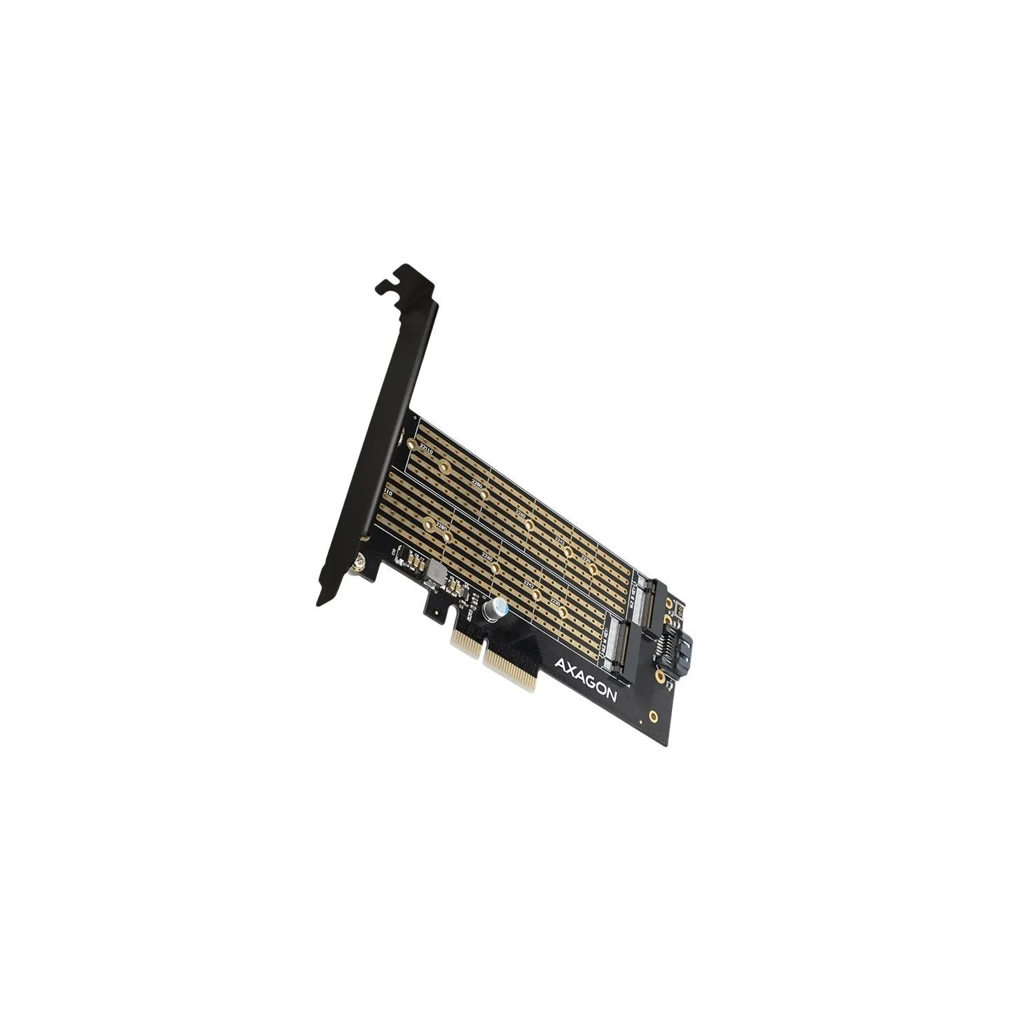Axagon PCEM2-D PCI-E 3.0 4x - DUAL M.2 SSD (NVMe + SATA), dual voltage, up to 110mm SSD