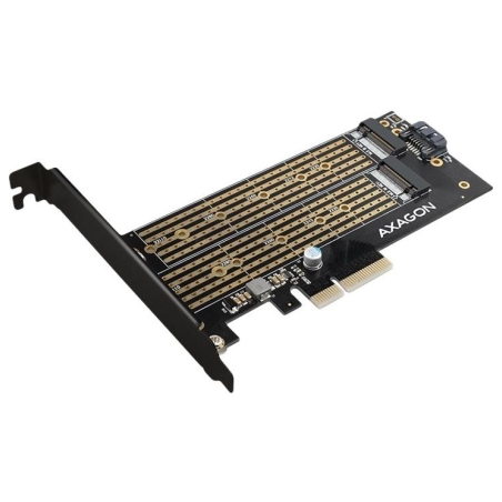 Axagon PCEM2-D PCI-E 3.0 4x - DUAL M.2 SSD (NVMe + SATA), dual voltage, up to 110mm SSD