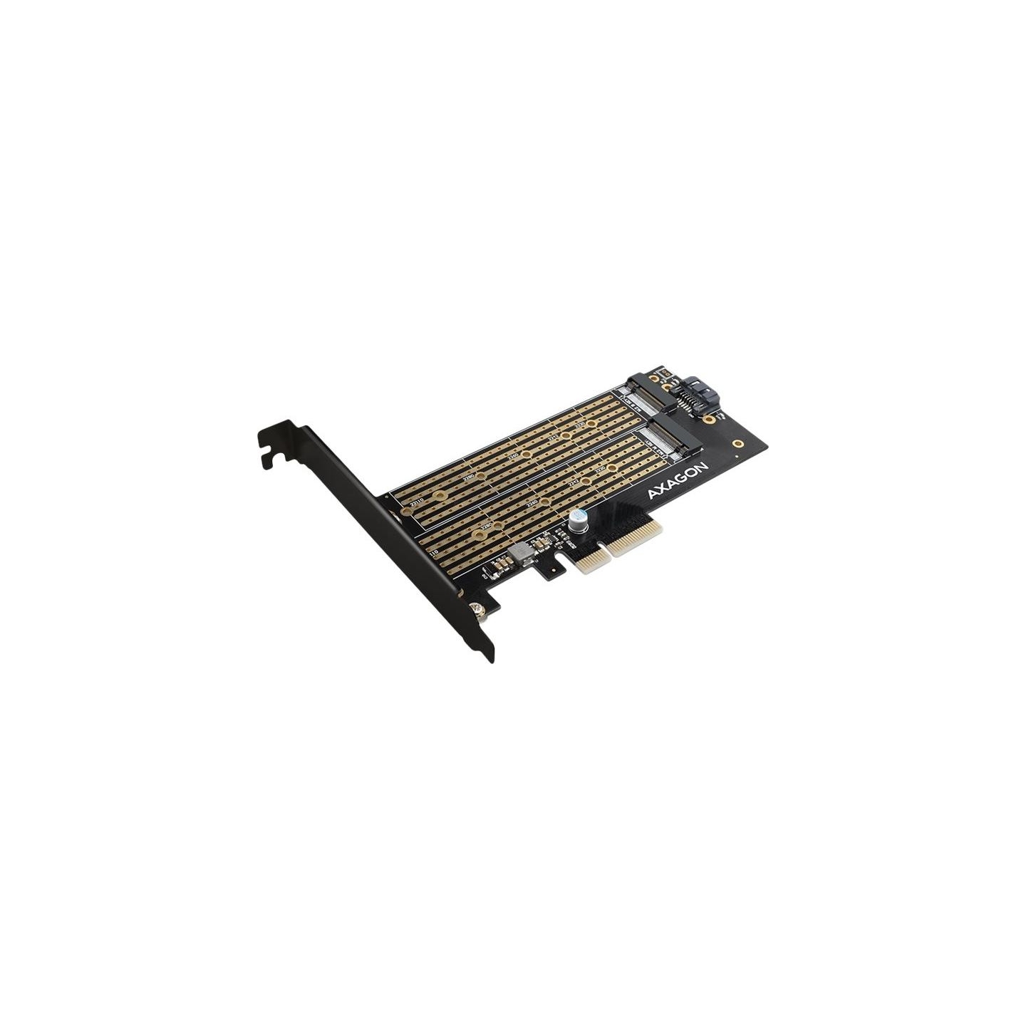 Axagon PCEM2-D PCI-E 3.0 4x - DUAL M.2 SSD (NVMe + SATA), dual voltage, up to 110mm SSD
