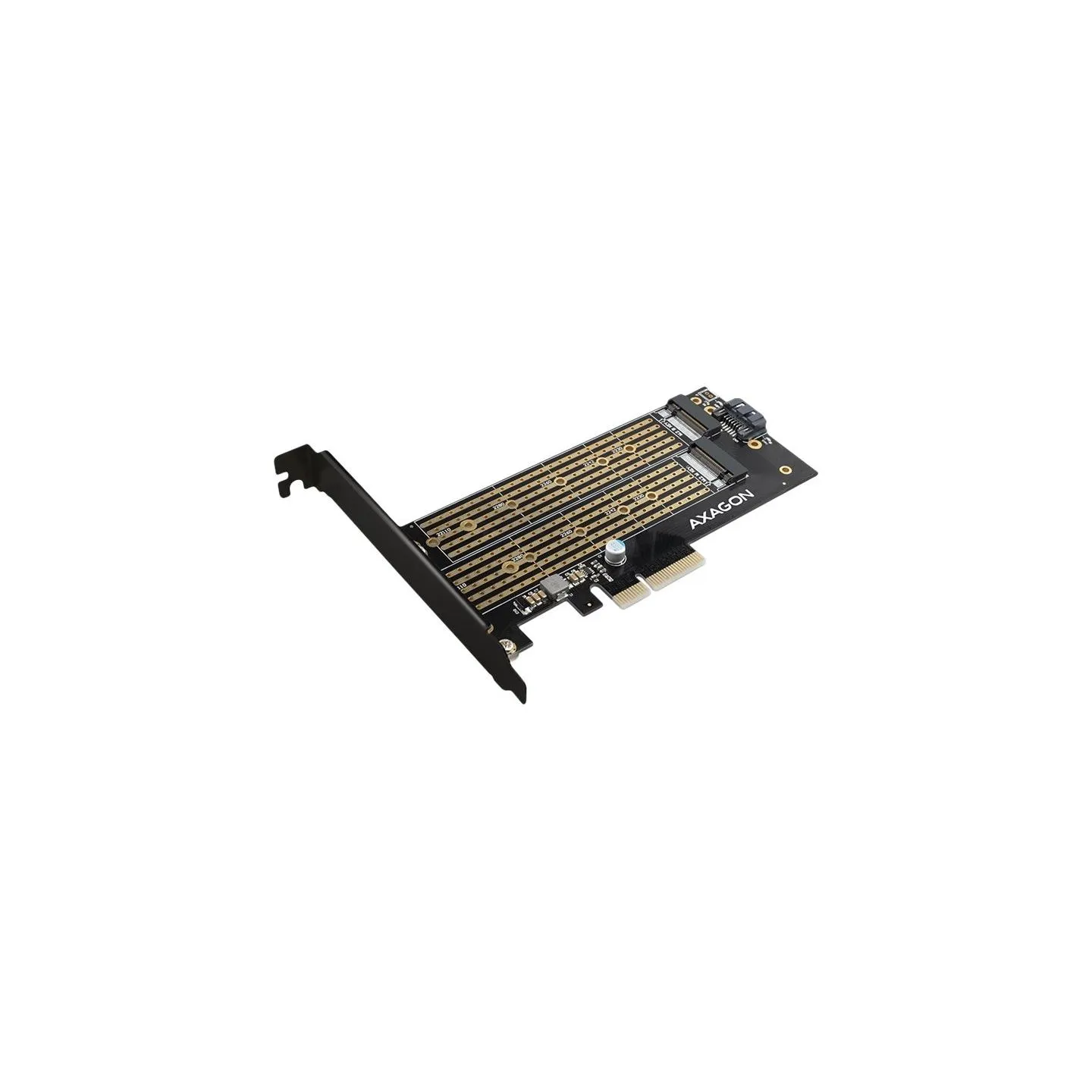 Axagon PCEM2-D PCI-E 3.0 4x - DUAL M.2 SSD (NVMe + SATA), dual voltage, up to 110mm SSD