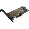 Axagon PCEM2-D PCI-E 3.0 4x - DUAL M.2 SSD (NVMe + SATA), dual voltage, up to 110mm SSD