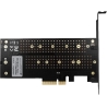 Axagon PCEM2-D PCI-E 3.0 4x - DUAL M.2 SSD (NVMe + SATA), dual voltage, up to 110mm SSD