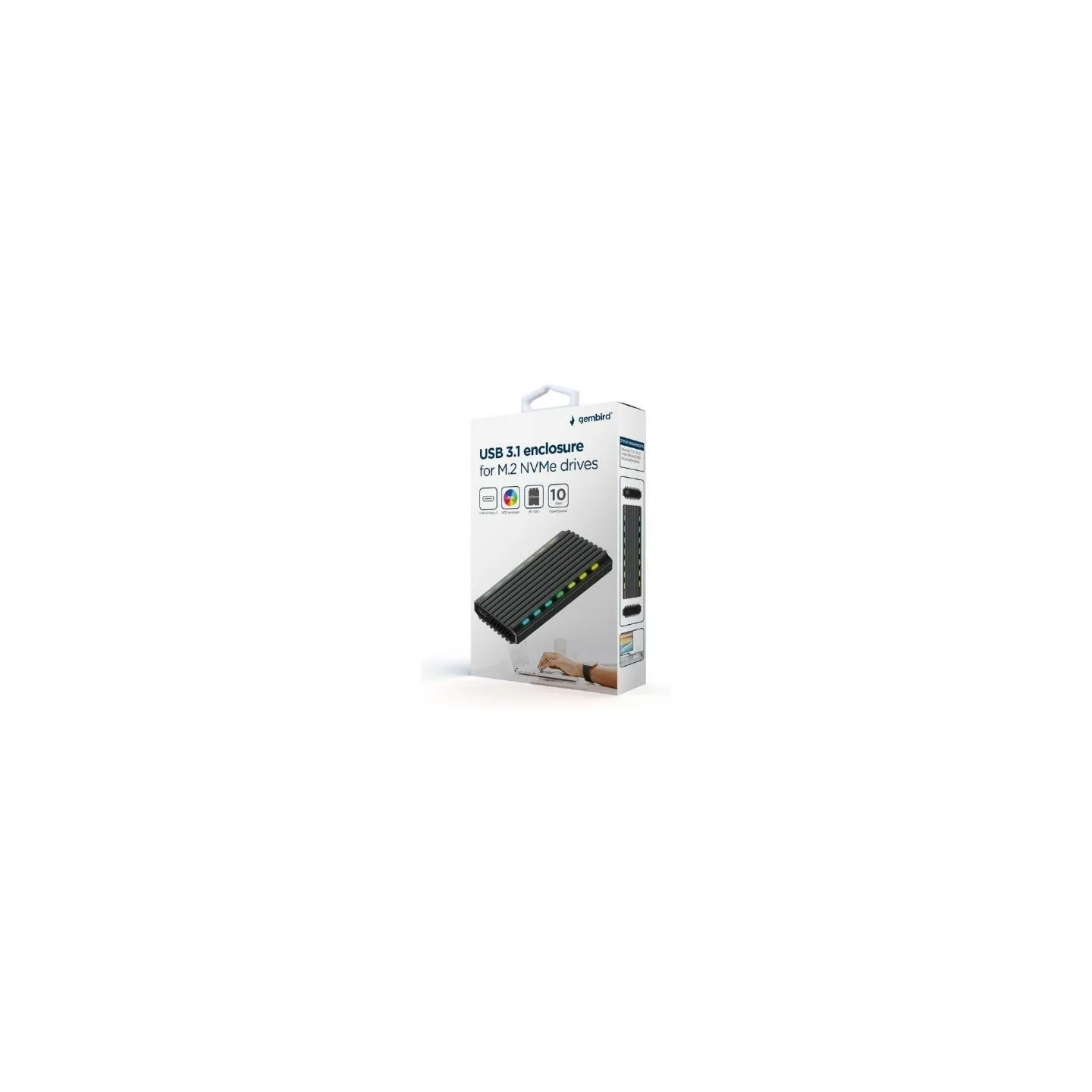 Gembird Drive case USB 3.1 enclosure for M .2 NVME aluminum LED USB 3.1