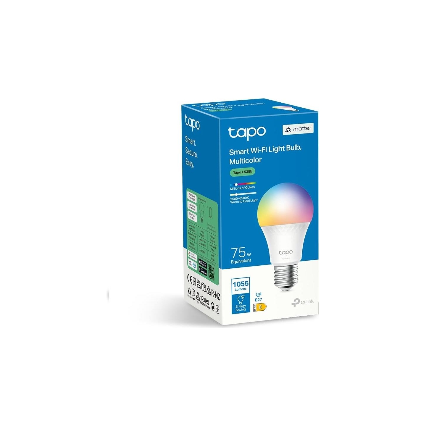 Tp-Link Smart Light Bulb|TP-LINK|Power consumption 8.6 Watts|Luminous flux 1055 Lumen|6500 K|240V|Beam angle 220 degrees|TAPOL53