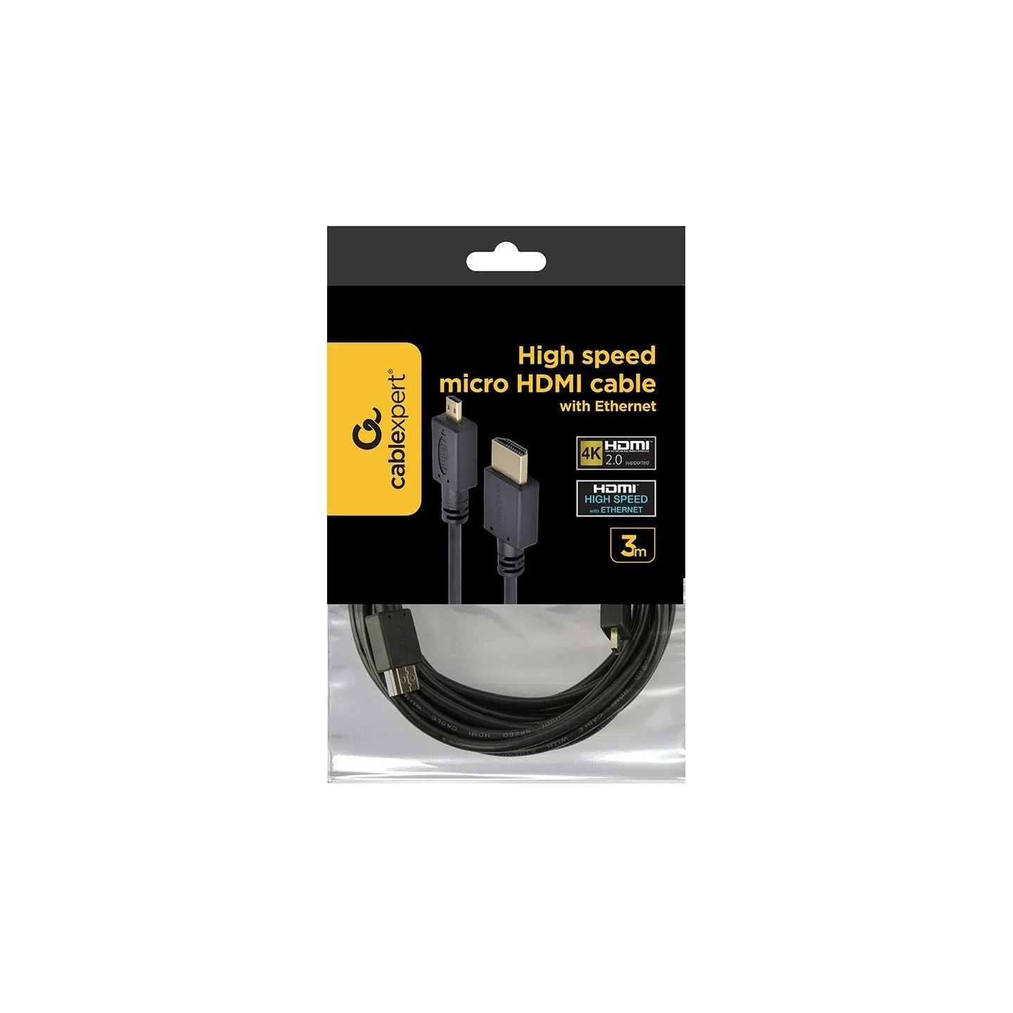 Gembird CABLE HDMI-MICRO HDMI 3M V.2.0/BLK CC-HDMID-10 GEMBIRD