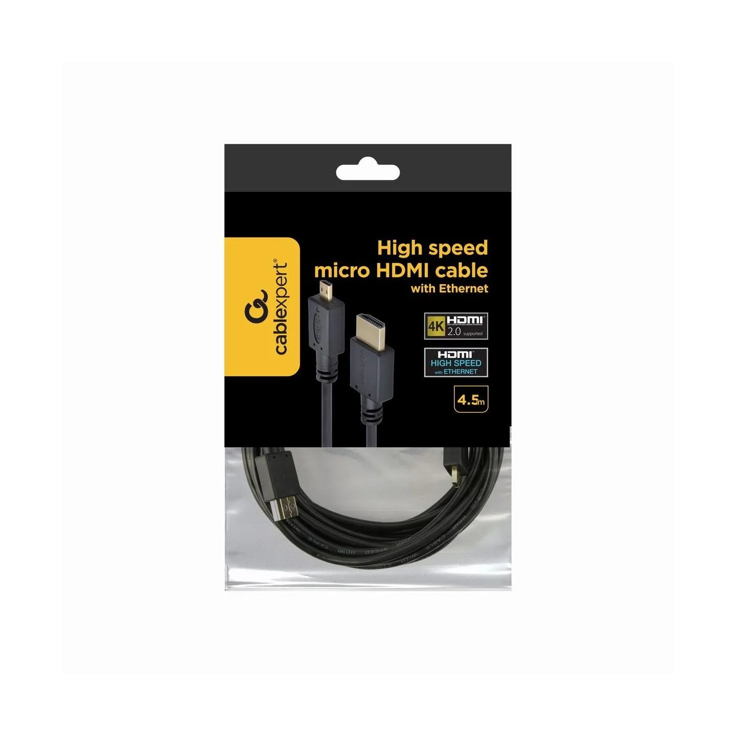 Gembird CABLE HDMI-MICRO HDMI 4.5M/V.2.0 BLK CC-HDMID-15 GEMBIRD