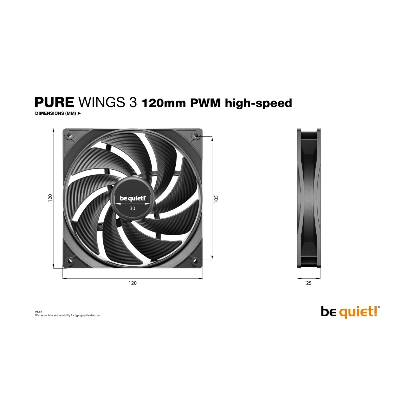 Be Quiet CASE FAN 120MM PURE WINGS 3/PWM HS 3-PACK BL140 BE QUIET