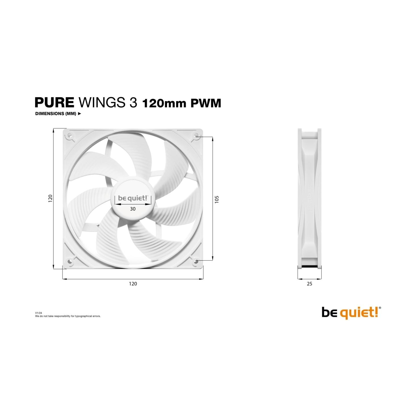 Be Quiet CASE FAN 120MM PURE WINGS 3/WHITE PWM BL110 BE QUIET