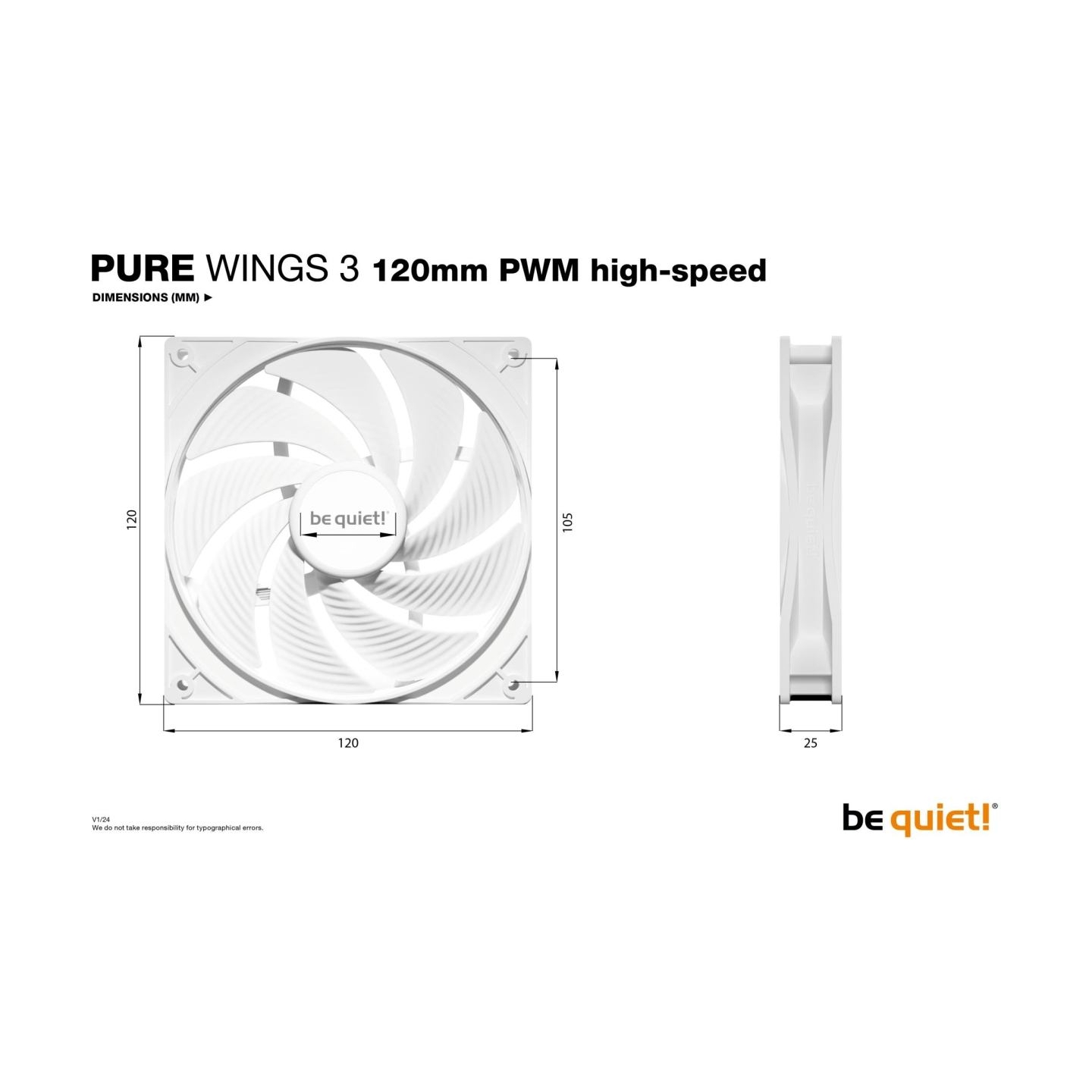 Be Quiet CASE FAN 120MM PURE WINGS 3/WH PWM HIGH-SP BL111 BE QUIET