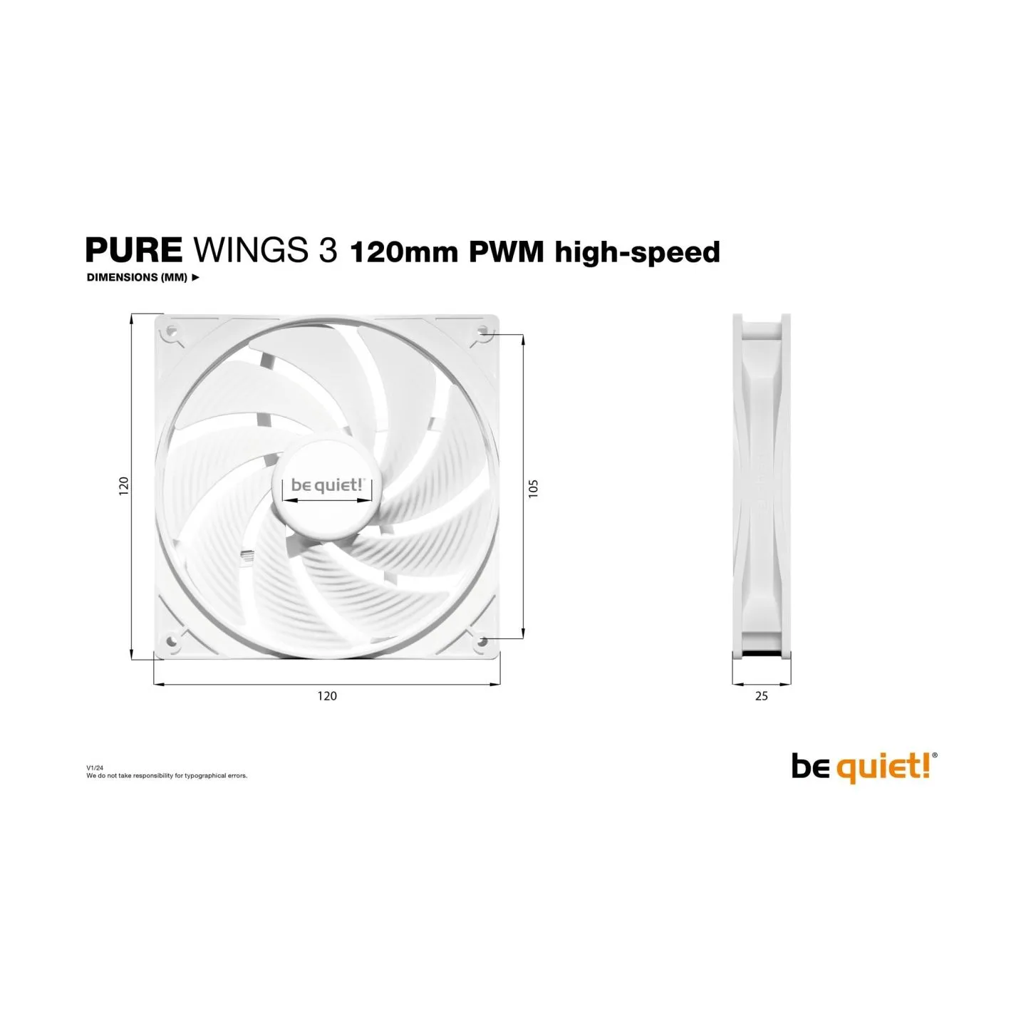 Be Quiet CASE FAN 120MM PURE WINGS 3/WH PWM HIGH-SP BL111 BE QUIET