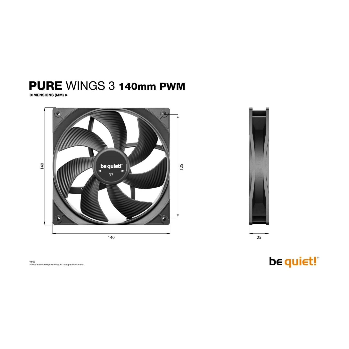 Be Quiet CASE FAN 140MM PURE WINGS 3/PWM BL108 BE QUIET
