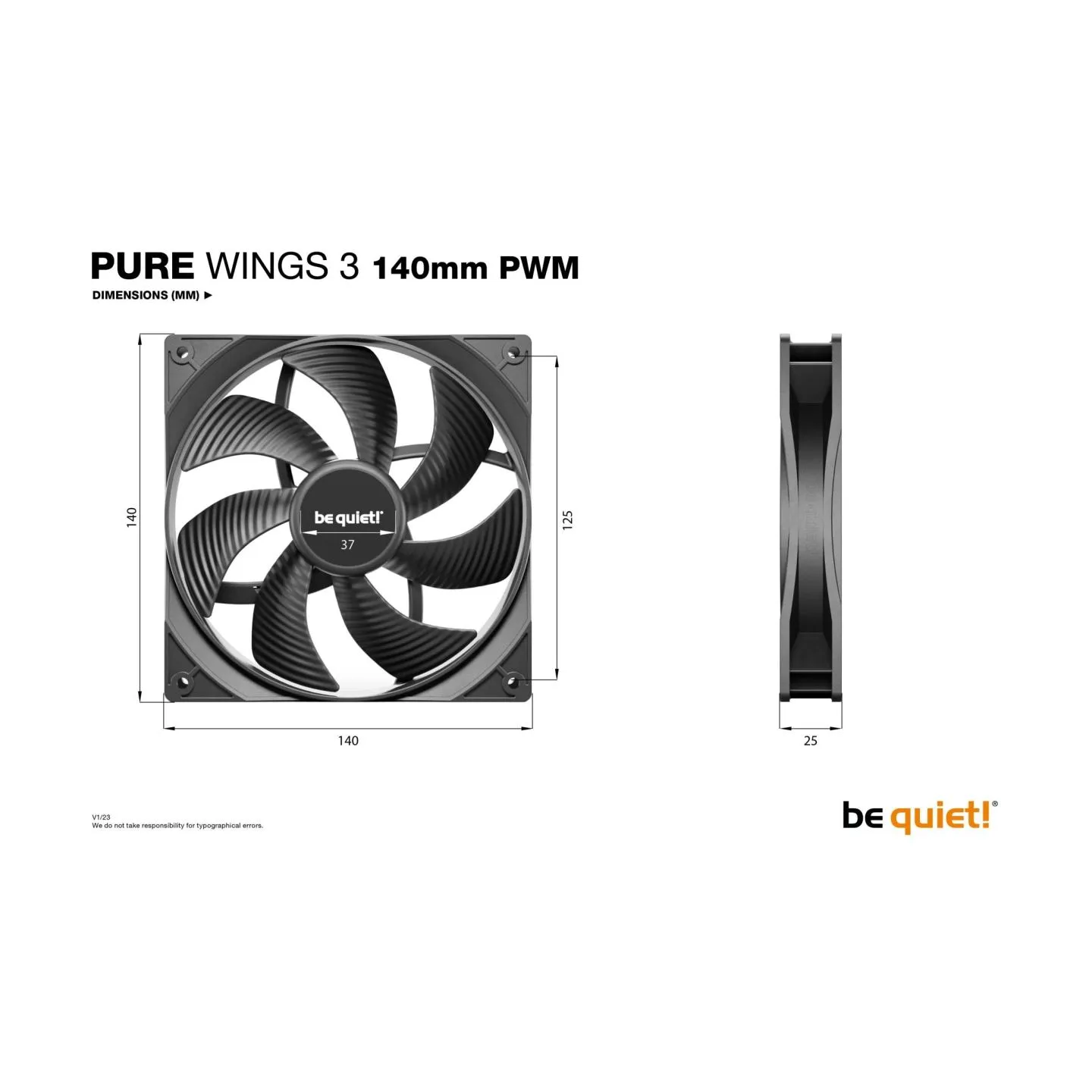 Be Quiet CASE FAN 140MM PURE WINGS 3/PWM BL108 BE QUIET