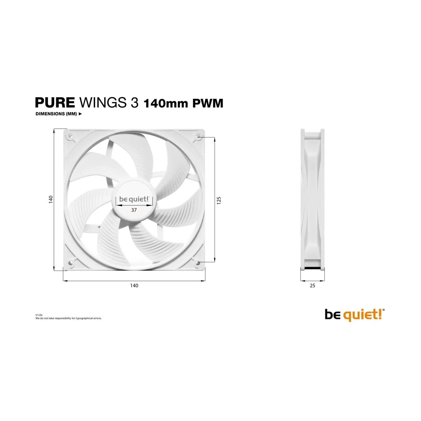 Be Quiet CASE FAN 140MM PURE WINGS 3/WHITE PWM BL112 BE QUIET