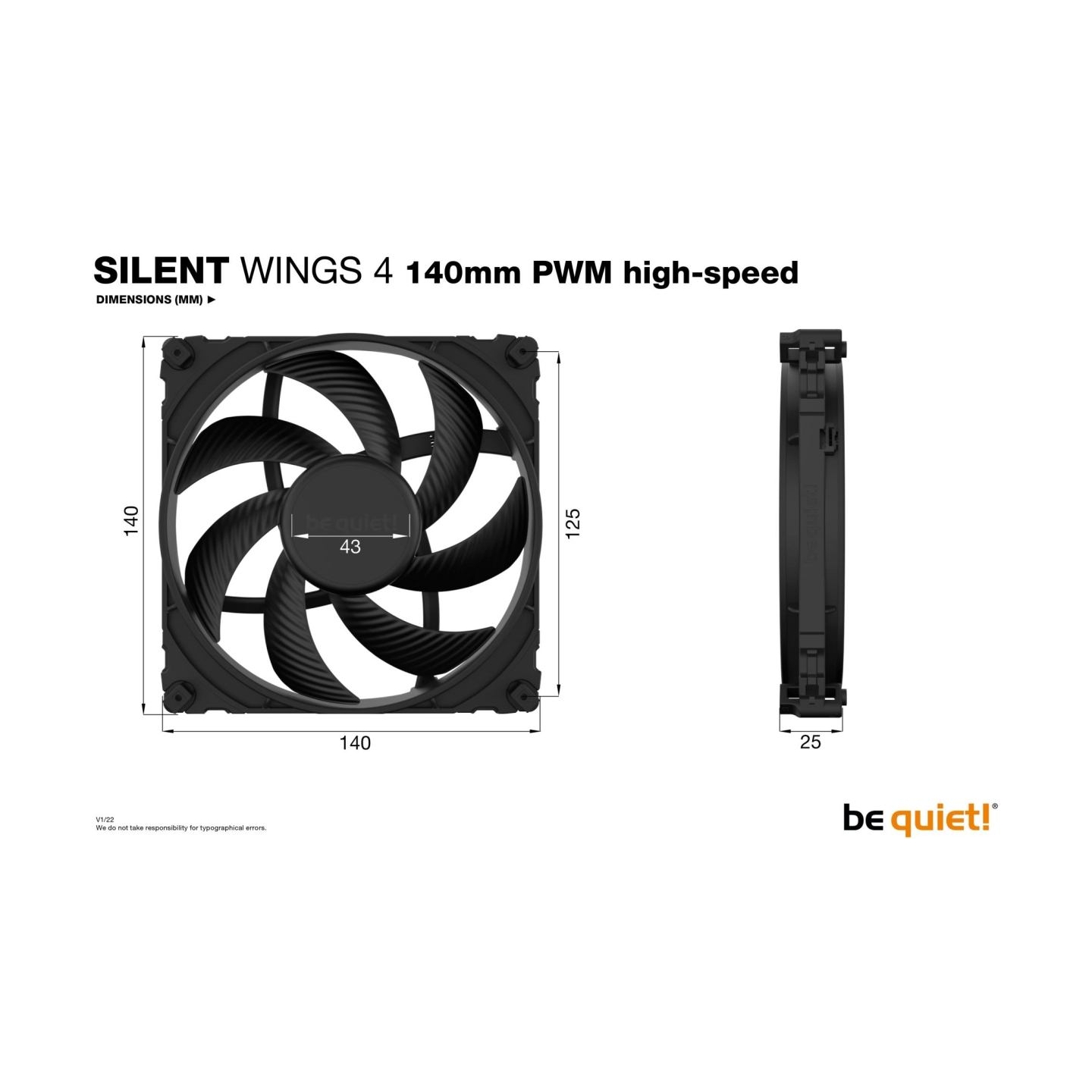 Be Quiet CASE FAN 140MM SILENT WINGS 4/BL097 BE QUIET