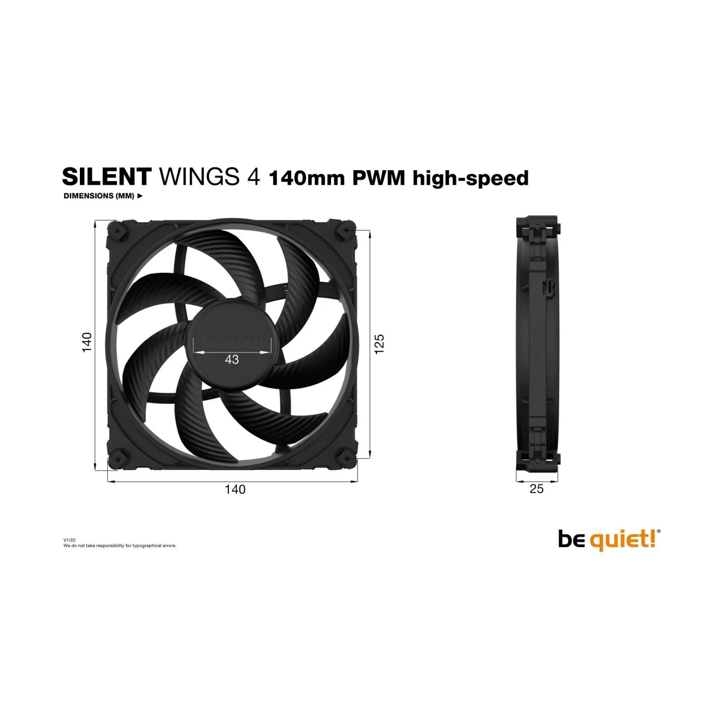 Be Quiet CASE FAN 140MM SILENT WINGS 4/BL097 BE QUIET
