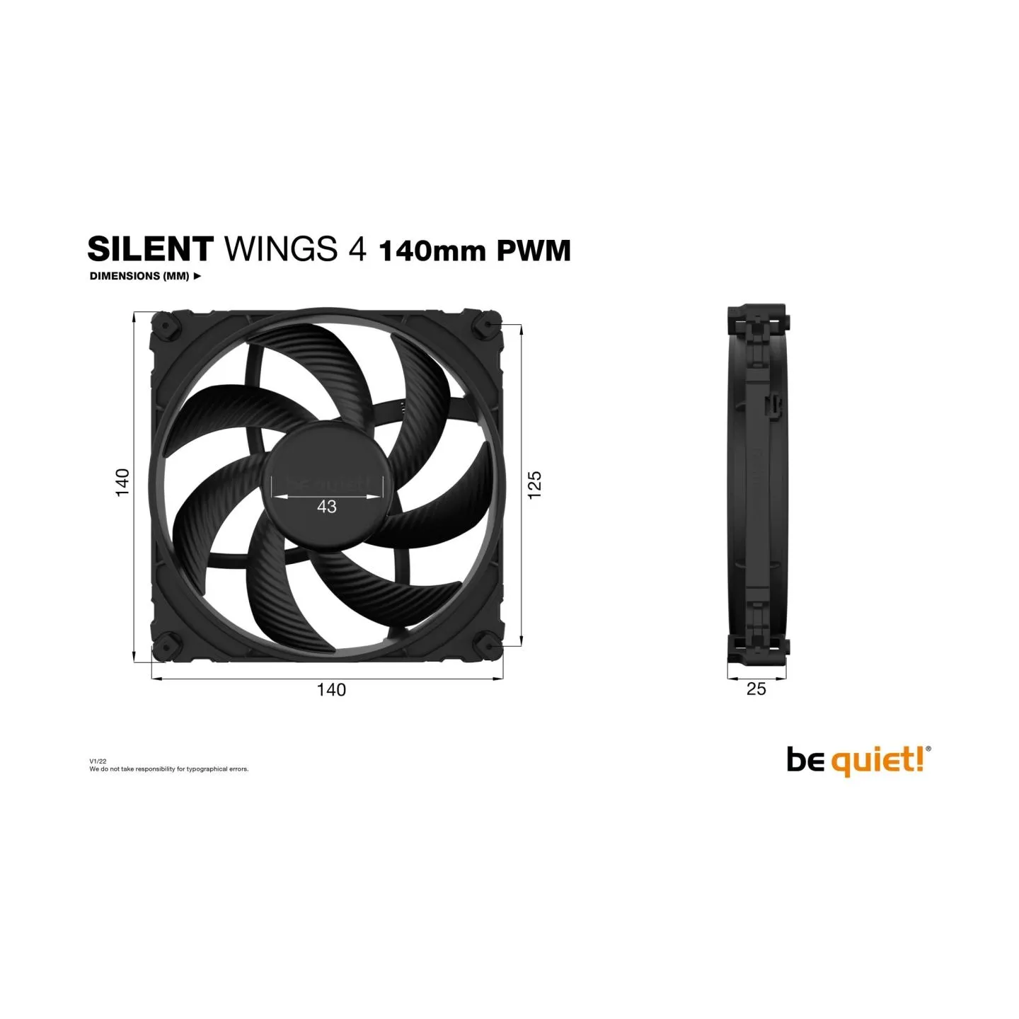 Be Quiet CASE FAN 140MM SILENT WINGS 4/BL096 BE QUIET