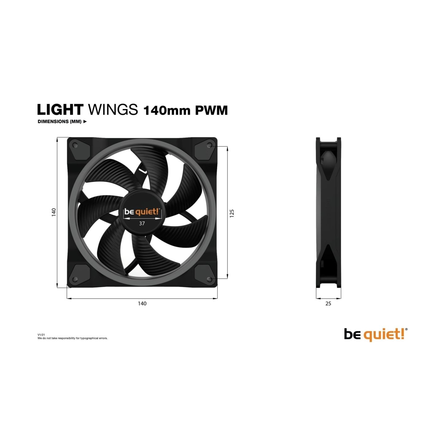 Be Quiet CASE FAN 140MM LIGHT WINGS/BL074 BE QUIET