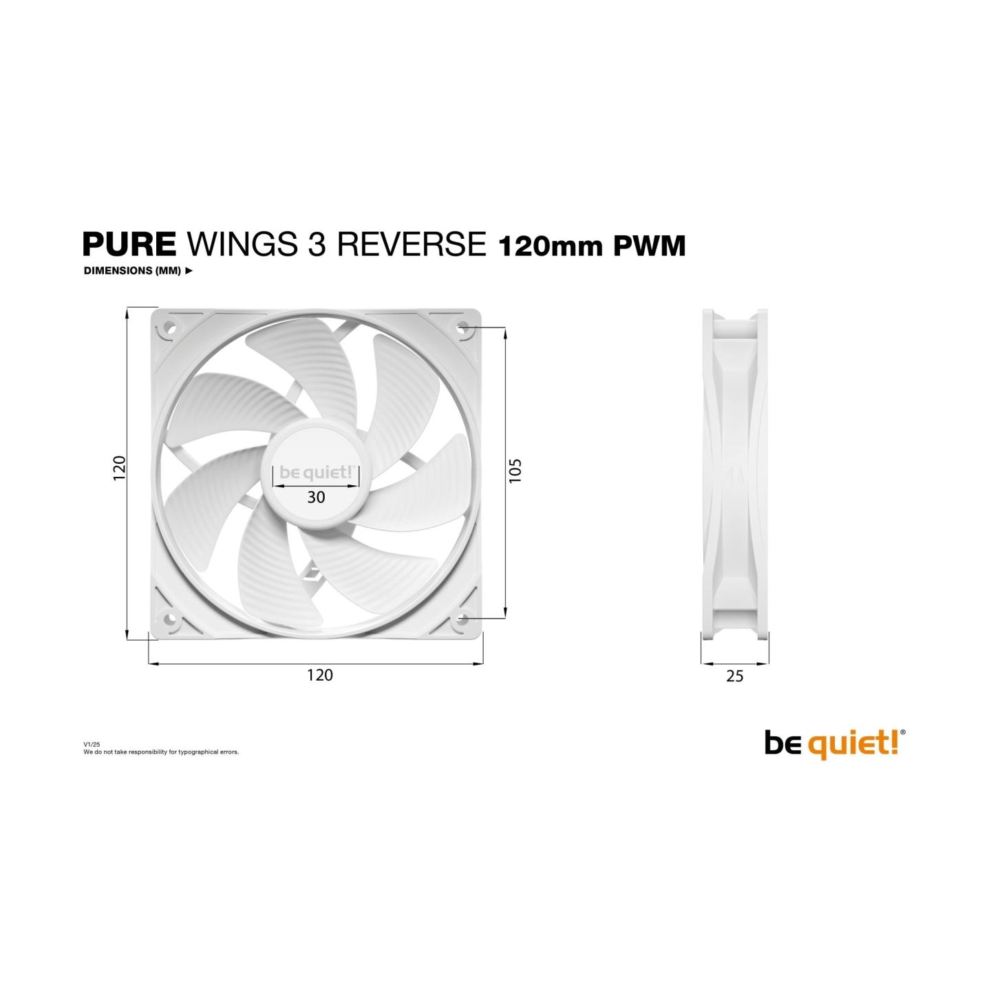 Be Quiet CASE FAN 120MM PURE WINGS 3/PWM WHT 3-PACK BL136 BE QUIET