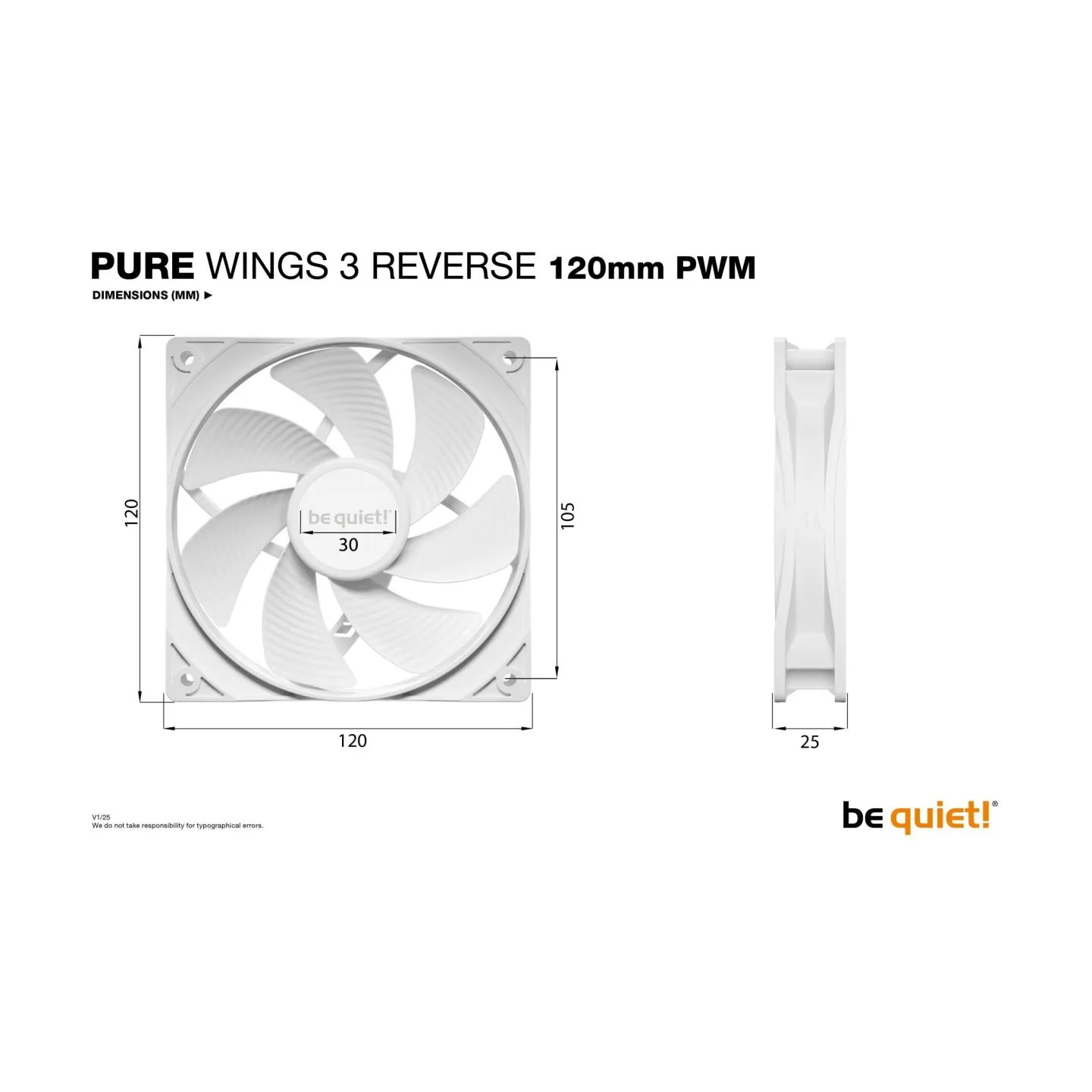 Be Quiet CASE FAN 120MM PURE WINGS 3/PWM WHT 3-PACK BL136 BE QUIET