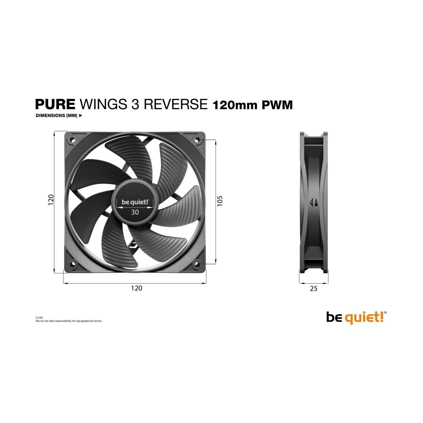 Be Quiet CASE FAN 120MM PURE WINGS 3/PWM 3-PACK BL137 BE QUIET