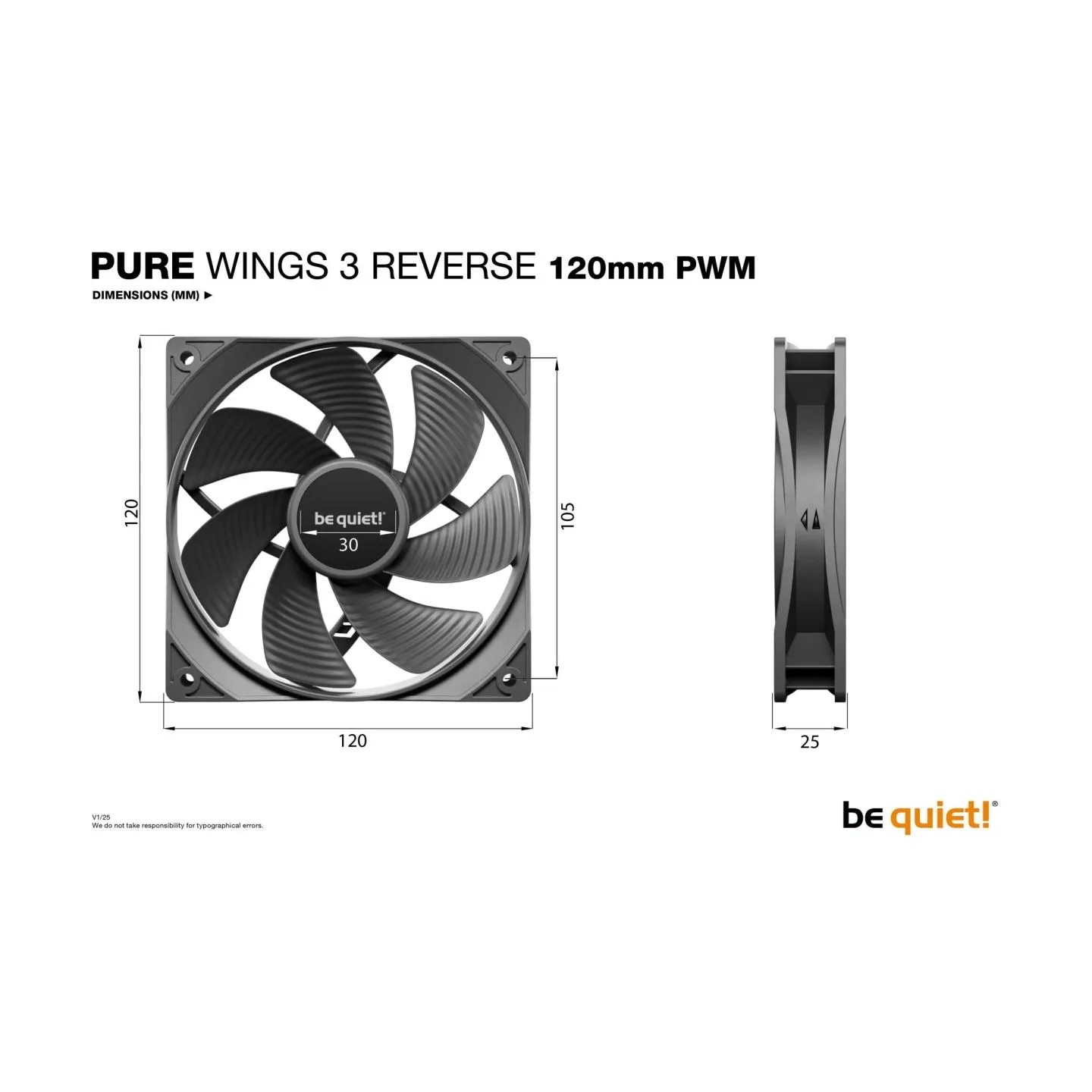 Be Quiet CASE FAN 120MM PURE WINGS 3/PWM 3-PACK BL137 BE QUIET