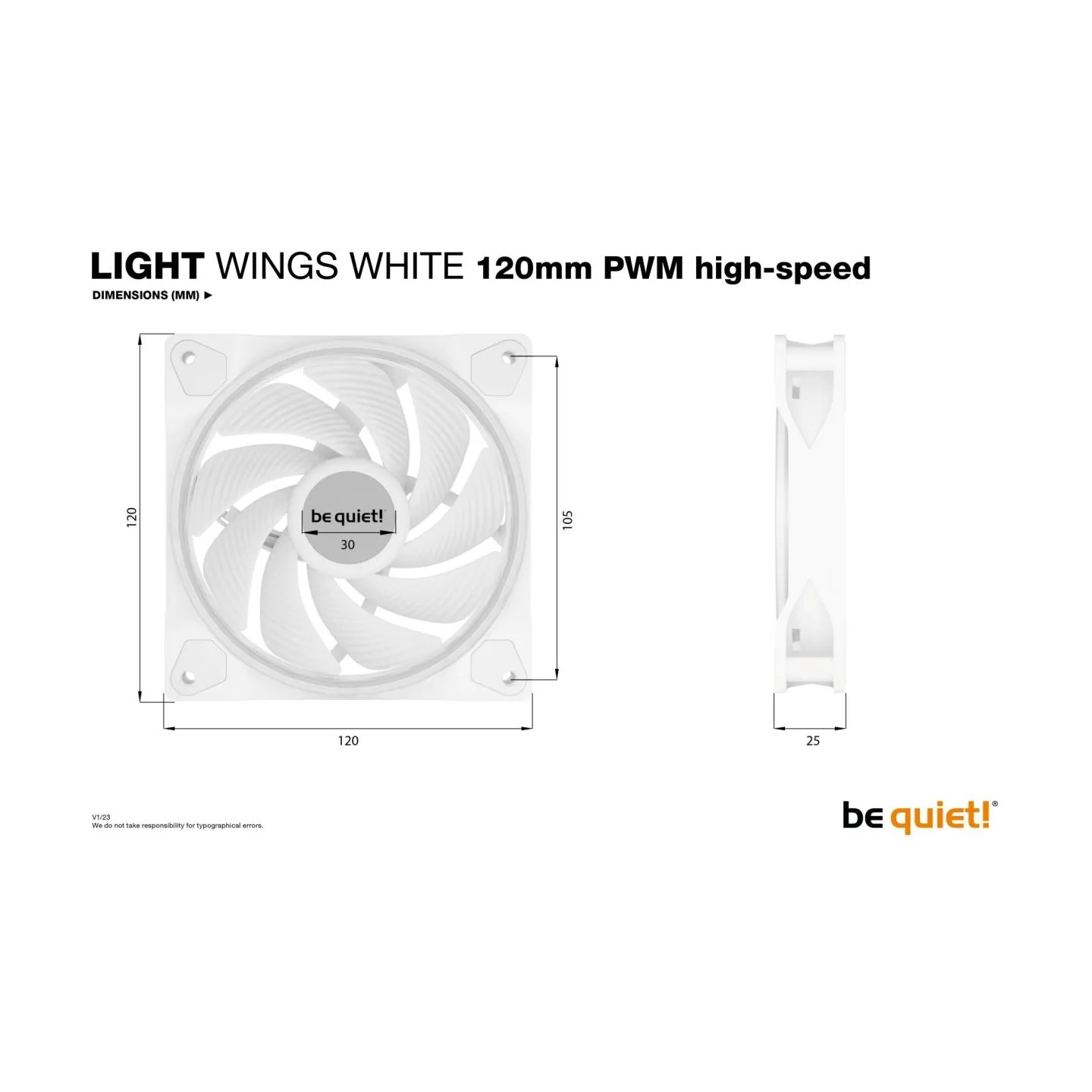 Be Quiet CASE FAN 120MM LIGHT WINGS PWM/WHITE HIGH-SP. BL101 BE QUIET
