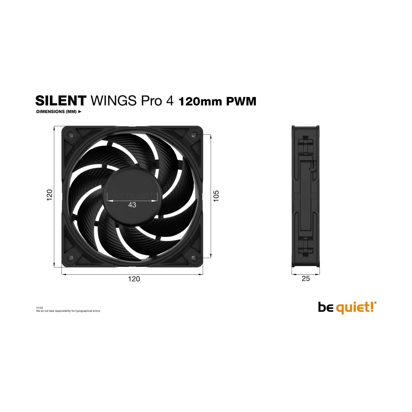 Be Quiet CASE FAN 120MM SILENT WINGS/PRO 4 BL098 BE QUIET
