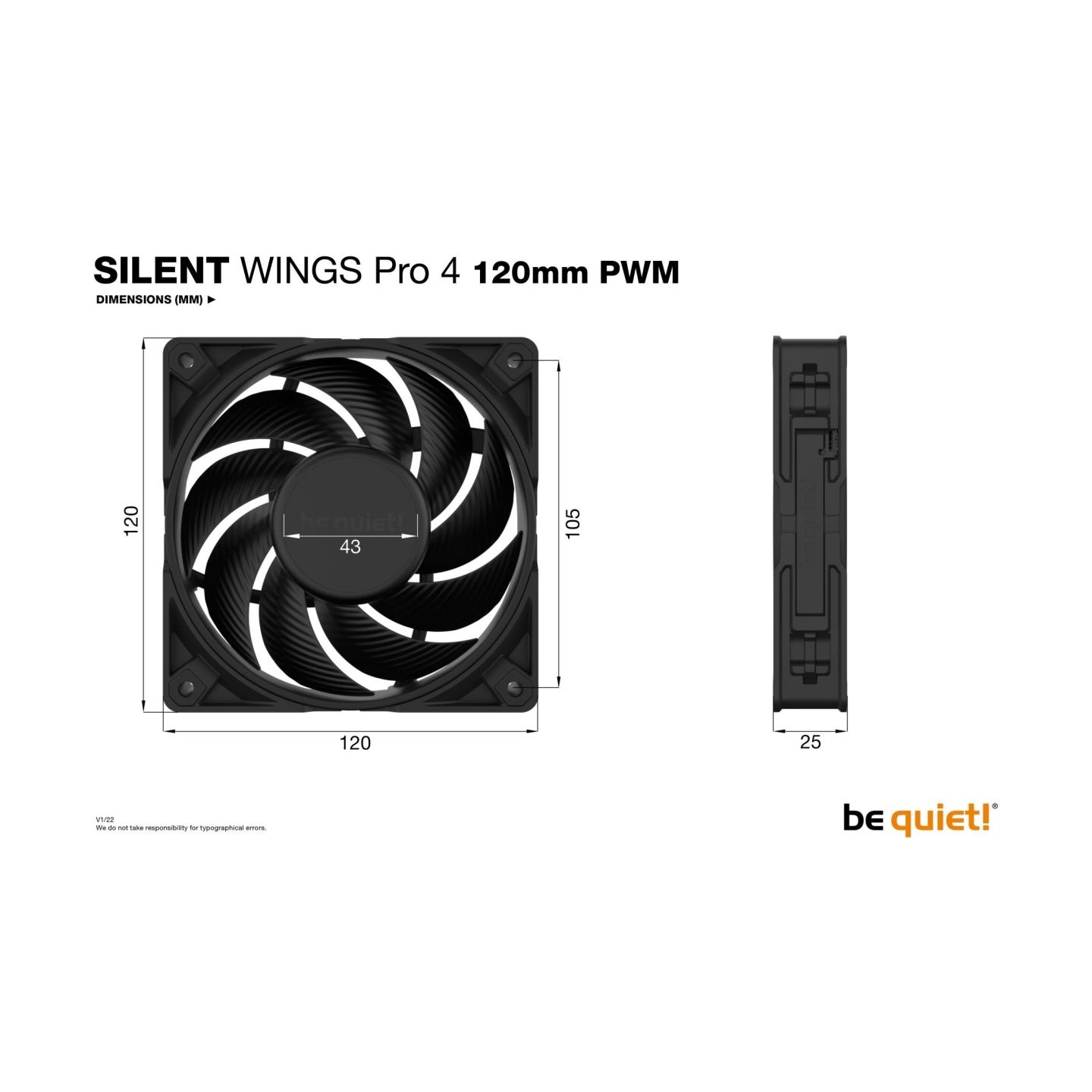 Be Quiet Fan Silent Wings Pro 4 120mm PWM