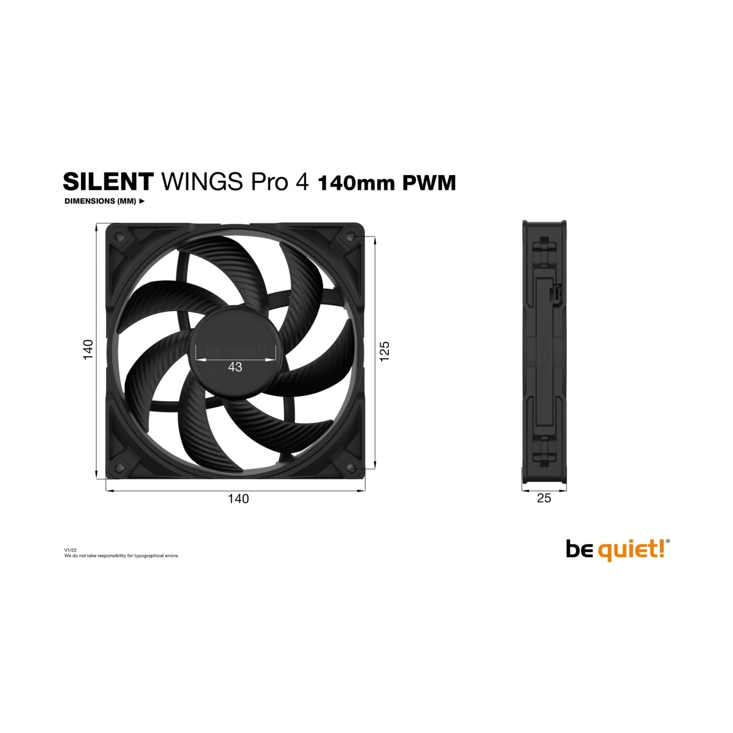 Be Quiet CASE FAN 140MM SILENT WINGS/PRO 4 BL099 BE QUIET
