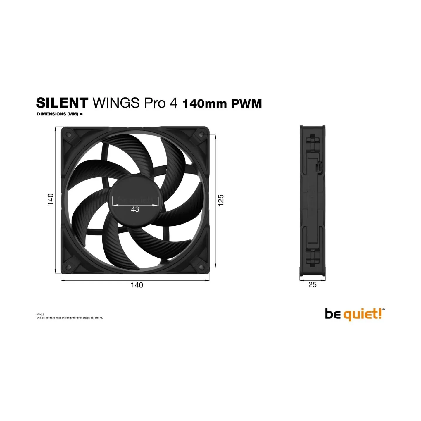 Be Quiet CASE FAN 140MM SILENT WINGS/PRO 4 BL099 BE QUIET