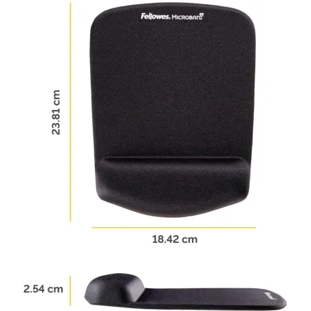Fellowes | Mouse pad with wrist support PlushTouch | Mouse pad with wrist pillow | 238 x 184 x 25.4 mm | Black