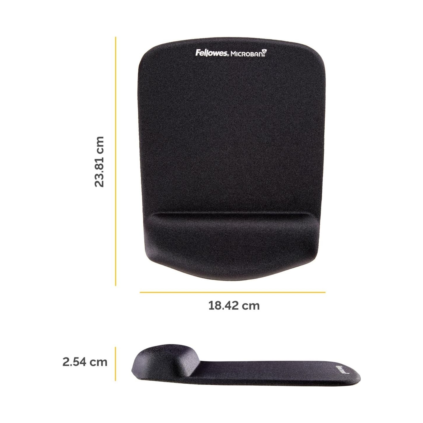 Fellowes | Mouse pad with wrist support PlushTouch | Mouse pad with wrist pillow | 238 x 184 x 25.4 mm | Black