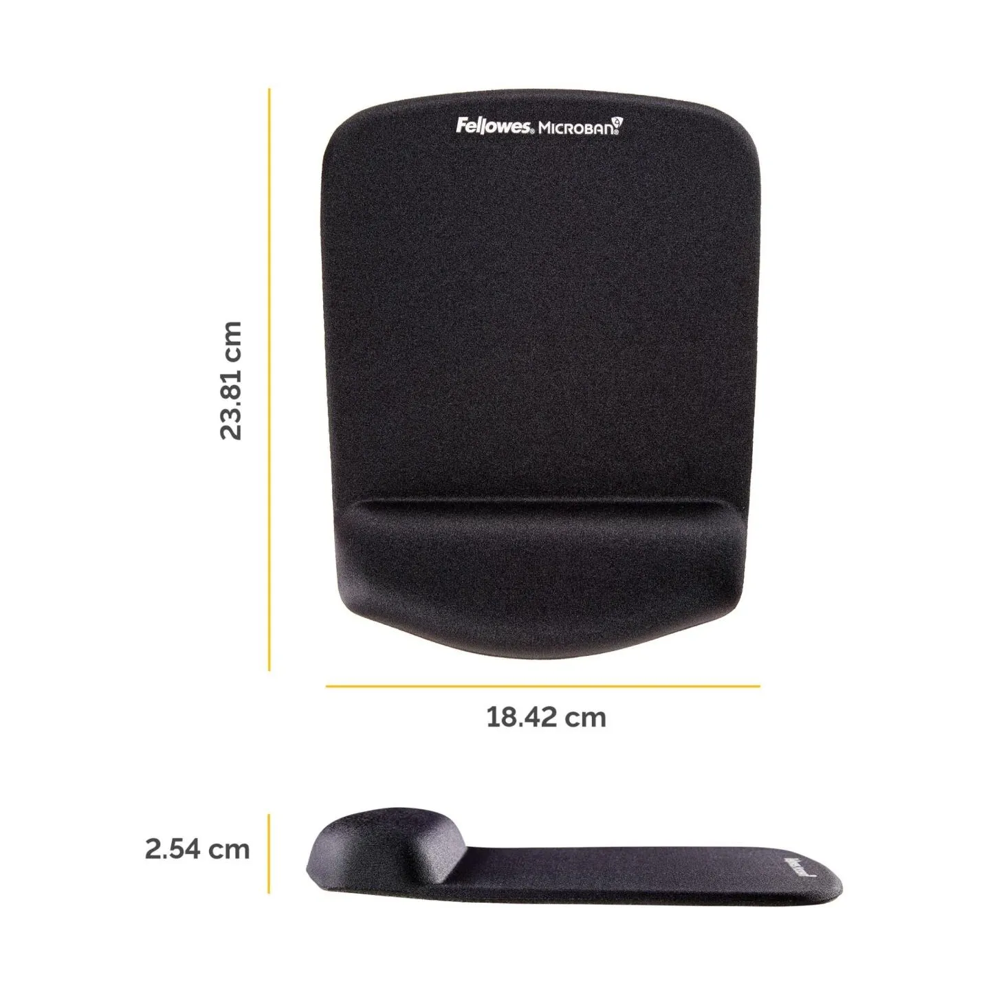 Fellowes | Mouse pad with wrist support PlushTouch | Mouse pad with wrist pillow | 238 x 184 x 25.4 mm | Black