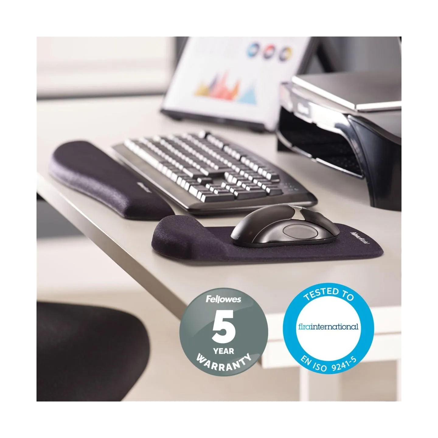 Fellowes | Mouse pad with wrist support PlushTouch | Mouse pad with wrist pillow | 238 x 184 x 25.4 mm | Black