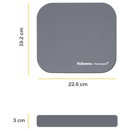 Fellowes MOUSE PAD MICROBAN/SILVER 5934005 FELLOWES