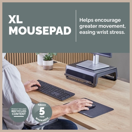 Fellowes XL Mousepad | Breyta | 280 x 210 x 2.5 mm | Black