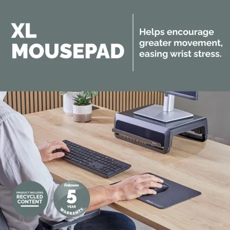Fellowes XL Mousepad | Breyta | 280 x 210 x 2.5 mm | Black