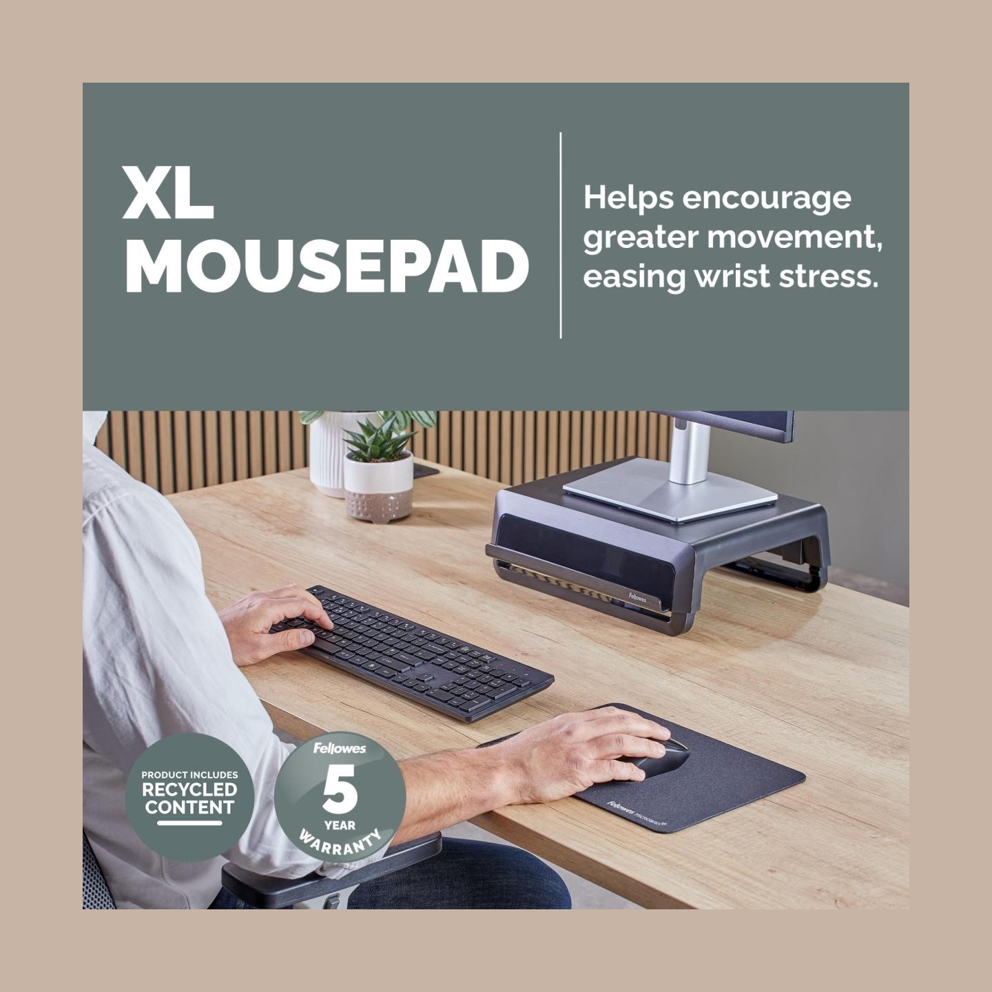 Fellowes XL Mousepad | Breyta | 280 x 210 x 2.5 mm | Black